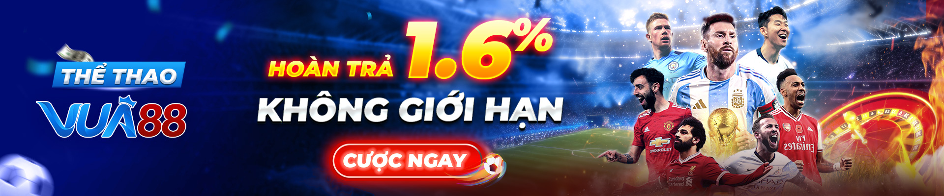 Thể thao Vua88- Hoàn trả không giới hạn 1.6%